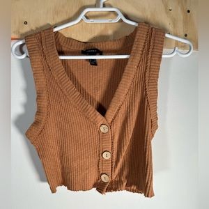 FOREVER 21, beige button, crop top